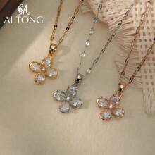 1 chiếc vòng cổ tinh tế đính đá Zirconia lấp lánh, may mắn và lãng mạn, phù hợp để đeo trong các bữa tiệc dành cho nữ. - Bạc - Xem 2