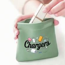 Bolsa organizadora impresa para cargadores y cables - Disponible en múltiples colores (rosa, verde, amarillo, azul) - Un organizador de bolso para cables de datos/unidades USB/baterías portátiles y teléfonos móviles, adecuado para la oficina, viajes, etc. - Amarillo - Ver 4