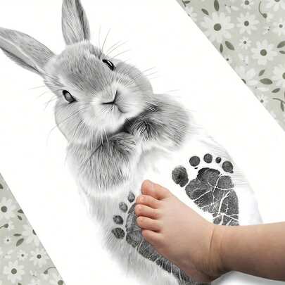 2D Flat 1PC Footprint Souvenir Paper Painting - DIY Baby Footprints - A Must-Have For Moms, Commemorating Your Baby's First Footprint For Photos, Baby Room Decoration, Baby Shower Party, Birth Announcement, Christening Gift (Unframed)