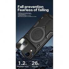 Funda para iPhone XR Capa Case [Não para carregamento sem fios] - con Protector de Pantalla y Soporte de teléfono Incorporado - Rosa,41927602 - Negro - Ver 6