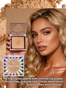 USHAS 3D高光粉盘，闪亮珠光，适用于面部和身体提亮，打造自然光泽妆容，新手友好 - #04 - 查看 4