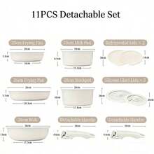 1 Set Non-Stick Cookware & Detachable Heat-Resistant Pot Holder Set, White Non-Stick Kitchen Cookware Set - View 9