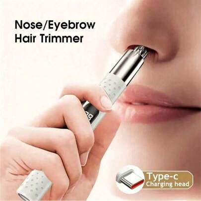 Portable Electric Nose Hair Trimmer, Type-C Charging Port, With LED Display. Stainless Steel Blades, Detachable For Easy Cleaning. Compact & Portable, Long Battery Life, Suitable For Trimming Nose, Eyebrow And Ear Hair. Fashionable & Unisex Design.