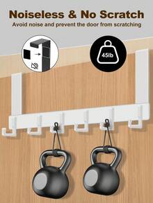 重型门挂钩，大号门挂式毛巾架，带 8/7/6 个挂钩，经久耐用，易于安装，适用于浴室、卧室、厨房，可悬挂毛巾、外套等。 - 白色 - 查看 3