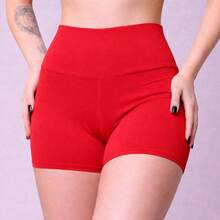 Premium Basic Plain Shorts - Women's Gym Fitness - Đỏ - Xem 2