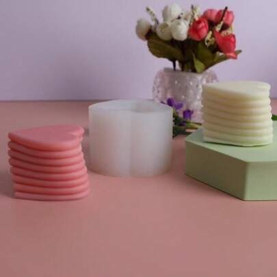 1pc Stacked Rotating Heart Shaped Wax Melt Silicone Mold, DIY Handmade Plaster Creative Decor Silicone Mold