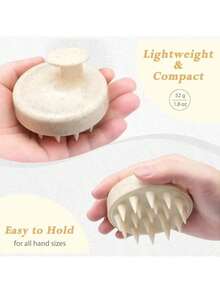 1pc Scalp Revitalizing Shampoo Massage Brush, Deep Cleansing And Relaxing, With Wheat Straw Handle And Soft Silicone Material, Palm-Sized For Easy Carrying, An Ideal Christmas Gift - View 5