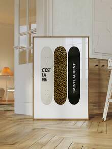 1幅无框猎豹纹滑板图案墙饰，现代街头风格字体海报，Y2K美学装饰，适用于客厅、卧室、宿舍、返校季，个性海报，房间装饰，大学宿舍必备，独特礼物 - 無框 - 查看 2