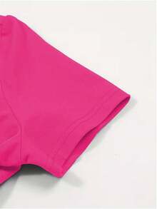 Mean  Bold Pink Text So Fetch  Y2k Crop Top Casual Round Neck Top With Colorful Easter Egg & Bunny Graphic Print, Machine Washable Summer Beachwear For Daily Wear, Travel & Outdoor Activities Playful Print, Comfortable Fit, Holiday Apparel, Fun Design, Breathable Material, Short Sleeve Top, Fashion Lovers Casual Streetwear Summer Essential For Women'S Empowerment & Casua Women's Crop Top Short Sleeve Polyester Workout Yoga Gym Athletic Running Shirts Casual Summer Going Out Tops Lightweight Breathable Quick Dry No Bra  Valentine's Day Mother's Day Gift Basic Essential.Round Neck, Casual & Comfortable Fit, Machine Washable, Perfect For Spring/Summer Outfits, Festive Clothing,Round Neckline Machine Washable Fabric Skin-Friendly, Silky Smooth. - 玫紅色 - 查看 5