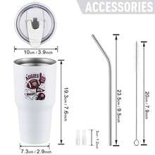 30oz Stainless Steel Tumbler Black White Options,  Aggies Football Texas A&M Whoopie 1896 Graphic Cups, Insulated Travel Coffee Mug With Lid And Straw , Double Wall Vacuum Reusable Travel Cups, Funny Birthday Party Gift For Women & Men - 白色 - 查看 3