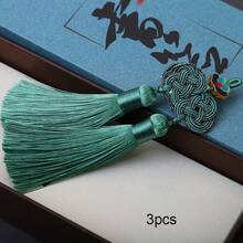 3pcs 8cm Double Coin Auspicious Cloud Tassel Pendant, Hanfu Clothing Accessory, Chinese Knot Tassel Charm, Ice Silk Fan Pendant, Bookmark - 8cm Auspicious Cloud Double Tassel - View 8