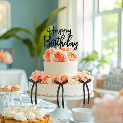 7 pezzi di decorazioni con fiocco nero, abbinati a decorazioni per il compleanno in nero, fiocchi di nastro, adatti per decorazioni per compleanni, utilizzabili per feste di anniversario, battesimo, compleanno, matrimonio, addio al nubilato, Natale, San Valentino