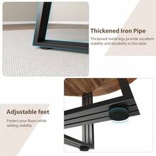 Mesa de comedor redonda para 4-6 personas, mesa de cocina de 119 cm con estante de almacenamiento, mesa de comedor de madera con base metálica para salón, sin sillas - Color de la veta de la madera - Ver 6