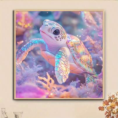 1pc DIY Cute Sea Turtle 5D Diamond Painting Kit, [30*30cm/11.8*11.8in] [40*40cm/15.7*15.7in], Suitable For Adult Beginners DIY Mosaic Diamond Art, Full Drill Handmade Hobby, Wall Decor For Living Room, Bedroom, Office, Surprise Gift For Family And Friends, Frameless