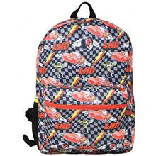 Disney Mochila escolar de nailon de 16" con diseño a cuadros de  Cars  para niños, con bolsillo frontal - Multicolor - Ver 2