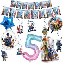 10 Peças Conjunto de Balões Azuis para 1st Aniversário: Material de Alumínio Metalizado + Látex Dupla Camada, Estilo Cartoon Legal! Inclui Balões Numéricos Azuis Brilhantes "1-9", Balões em Formato de Nick e Judy + Bolas Decorativas com Glitter, Tons de Azul Claro Reproduzindo Imagens dos Personagens, Vívido e Atraente. - Multicolorido - Visão 20