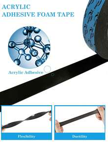 WalDecoo 1roll Heavy Duty Double Sided Foam Tape Strong Adhesive Waterproof Mounting Tape For Walls Home Office Automotive - View 9