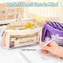 1pc 6-Layer Large Capacity Transparent Stationery Bag, Durable Pencil Case For Students - Multicolor - View 8