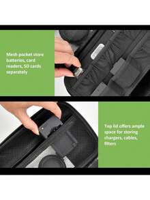 ALKOO Bolso Bandolera para Cámara Compatible con EOS R100 R50 Kit de Lente de Cámara Mirrorless Estuche de Almacenamiento de Viaje EVA para Tarjetas SD Batería Cable Adaptador Solo el Bolso - Negro - Ver 3