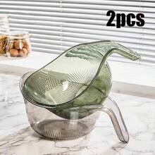 Upgraded Kitchen Rice Washer With Handle, Vegetable Fruit Basket Drainer, Fine Mesh Rice Washing Sieve Filter, Plastic Washing Bowl, Household Essential - Upgraded Rice Washer - View 14