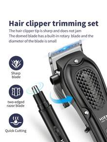 HIENA 2 Pieces Hair Clipper Trimming Set, Cordless Electric Clipper, Electric Nose Hair Clipper, 2 Models To Choose From, USB Interface With Digital Display For Smooth And Seamless Use, Making It A Great Helper In Your Daily Life - View 2