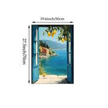 Tranh treo tường phong cảnh Địa Trung Hải nhìn ra cửa sổ, hình ảnh cây chanh ven biển, tranh vẽ trên vải canvas, tranh phong cảnh biển Ý, màu xanh dương, trang trí thẩm mỹ cho phòng ngủ, phòng khách hoặc căn hộ, quà tặng cho phái nữ (không khung). - Nhiều màu - Xem 10