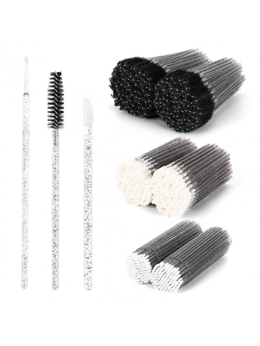 600支/套一次性超细棉签刷，包含睫毛刷、唇刷、睫毛膏刷、睫毛嫁接套装美妆棒（黑色） - 美容及个人护理 - 彩色 - 查看 1