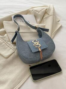 Women Top Handle Bags - Baby Blue - View 8