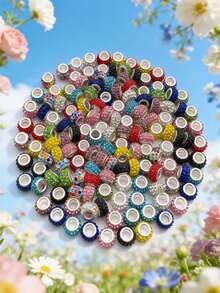 50/100 piezas Cuentas de silicona con agujero grande - Cuentas espaciadoras de acrílico agrietado surtido, adecuadas para hacer pulseras, collares, llaveros - Suministros duraderos para hacer joyas - Multicolor - Ver 3