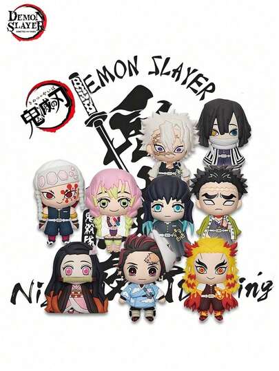 Aniplex 1ชิ้น พวงกุญแจตัวการ์ตูนอนิเมะ 3D ลิขสิทธิ์แท้ กล่องสุ่ม มีตัวละครเช่น Nezuko, Kyojuro, Tanjiro, Mitsuri, Inosuke และอื่นๆ สามารถใช้เป็นพวงกุญแจรถ, ฟิกเกอร์ หรือเครื่องประดับกระเป๋าได้ เหมาะสำหรับเป็นของขวัญให้เพื่อน, แฟน หรือแฟนคลับอนิเมะในช่วงคริสต์มาส