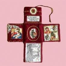 Handcrafted Pocket Devotional Faith Edition Cross-Shaped Fabric Pouch Sewing Pocket Devotional With Cross Saint Images Prayers - Multicolor - View 11