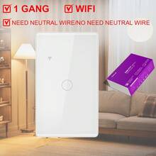 通用型 WIFI 智能触摸灯开关，无需零线，2.5D 塑料边框，可选 1/2/3/4 位开关，兼容 Alexa 语音控制、APP 远程控制、定时功能、背光触摸，适用于 10-400W LED/白炽灯泡，阻燃 PC+钢化玻璃面板，家用共享 - 彩色 - 查看 15