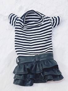 1pc Happy Pet Printed Jumper Dress, High-Quality Fabric, Suitable For Spring And Winter - Black and White - View 5