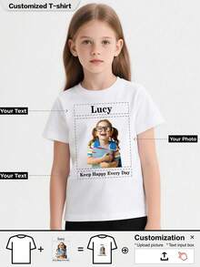 Customized Personalized T-Shirt, Girls Sport T-Shirt, Breathable, A Gift, - Add Images To Design Your Own Personalized Printed T-Shirt - White - View 1