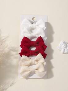 6pcs Corn Kernel Fabric Bowknot Covered Hair Clip For Baby & Kids Love Valentine - 彩色 - 查看 5