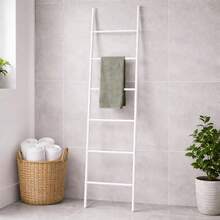 Interior Towel Rack Ladder 6 Levels White Steel - A - View 4