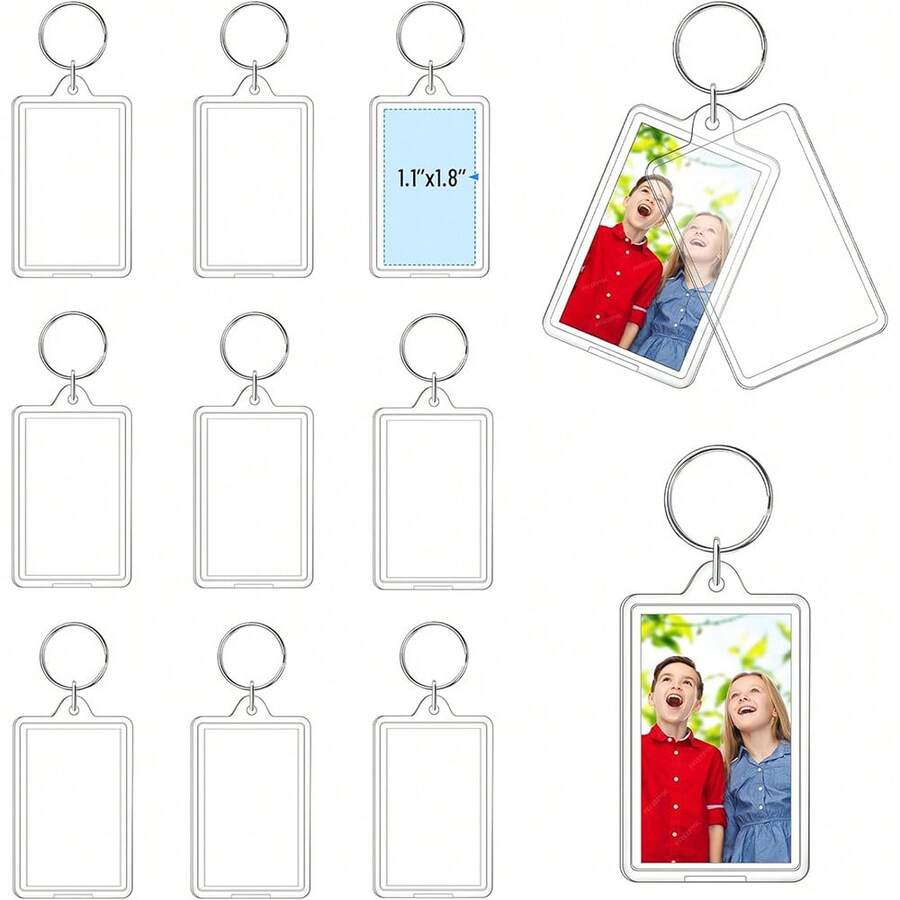 9pcs Mini Transparent Photo Keychains (1.3 X 2 Inches), Acrylic Insertable Photo Keychains, Personalized Graduation Gift - Fits 1.1 X 1.8 Inch Photos - View 1