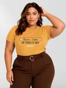 Plus Size T-Shirts - 駝色 - 查看 6