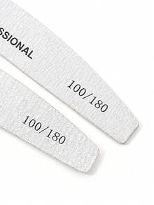 Crescent-Shaped 100/180 Grit Wooden Nail File, Double-Sided Sandpaper Nail Buffer, Washable And Reusable, Suitable For Natural Nails, Home And Salon Use, Nail Polishing Block - Light Grey - View 10