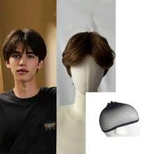 男士中分短发假发，时尚夹式假发，蓬松自然，适合角色扮演佩戴 - 彩色 - 查看 22