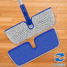 2-Sided Microfiber Dust Mop: Dry Flat Wall Mop For Hardwood Floors With 3 Reusable Pads Reversible Head For Apartment Kitchen Tile Laminate Pet Hair Cleaning - 15吋拖把 - 查看 7
