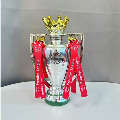 1pc Football Champion Trophy Model With Ribbon, Football Match Award Trophy Model, Fan Souvenir