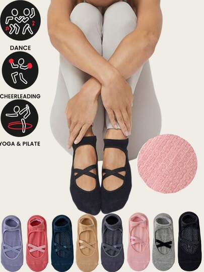 1/2/3/4/6 Pairs Women's Pilates Yoga Socks, Professional Non-Slip Suitable For Dance, Yoga, Workout, Fitness, Floor Exercise