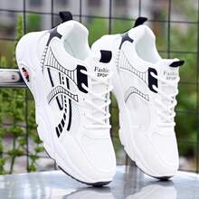 Zapatillas de running para hombre, zapatillas de running casuales ligeras, malla transpirable, negro y gris, zapatillas de running, calzado deportivo de carreras y entrenamiento - Negro - Ver 12