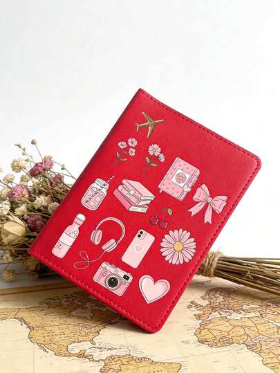 1pc Cute Cartoon Passport Holder, Bow Design, Passport Cover Document Organizer, Travel Ticket Holder, Passport Wallet, Multiple Colors Available, Passport Travel Wallet, Suitable For Men And Women, Gift, Travel Accessory, Stylish Storage Box, Lightweight Material, High-Quality Cover, Travel Wallet, Document Folder, Holiday Essential, Festival Gift