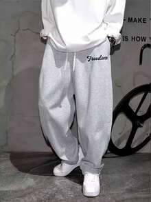 Quần thể thao nam thường ngày, thoải mái, thoáng khí, màu trơn, ống thẳng, có túi bên hông, kiểu dáng thể thao, thích hợp cho mùa xuân/thu, chất liệu vải dệt kim, bền chắc. - Xám - Xem 3