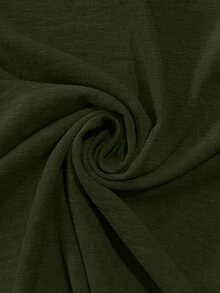 Men's Military Green Dress Shirt, Dunas Fabric (Similar To Linen), Short Sleeve, Mandarin Collar - Summer 2026 Shirt - Cool Shirt - Beachwear - 墨綠色 - 查看 3