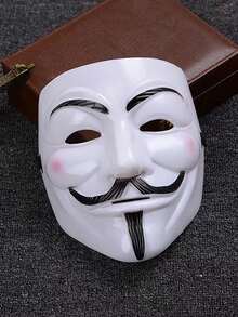 1pc White Mask, Plastic Costume Party Masquerade Mask, Cool Performance Prop - Multicolor - View 2