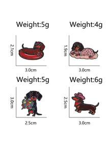 1/4 Stücke süße Dackel Brosche, bezaubernde verschiedene Stile Dekoration, Hund Themen Abzeichen, Unisex Design, Alltags Accessoire Geschenk - Verschiedenfarbig - Übersicht 3