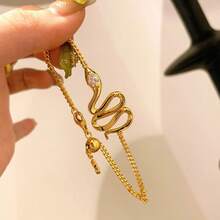 1 pieza Brazalete de serpiente con rhinestones, diseño de moda nuevo, accesorio de lujo único y versátil - Pulsera de serpiente - Ver 5